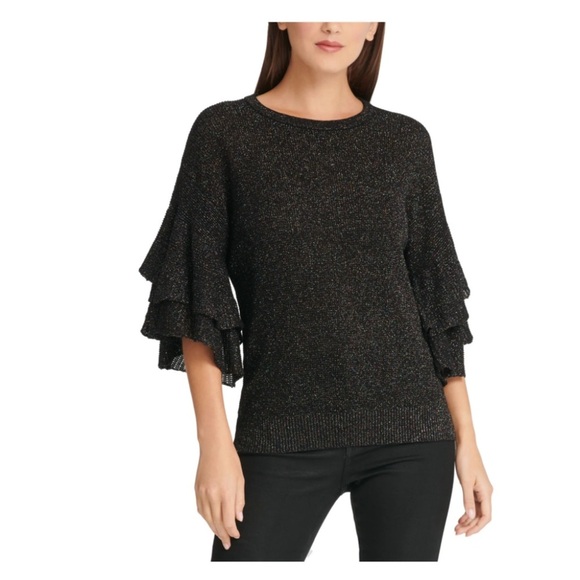 Womens Gold Metallic
Ruffle-Sleeve Sweater Sz S $99
TINI. Perfect for going out - Picture 2 of 12